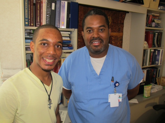 PHOTO: Dr. Roger Blake of Blake Surgical Association in Cleveland received a visit from Kenneth Thomas, 2013-14 recipient of the Blake Surgical Endowed Nursing Scholarship.